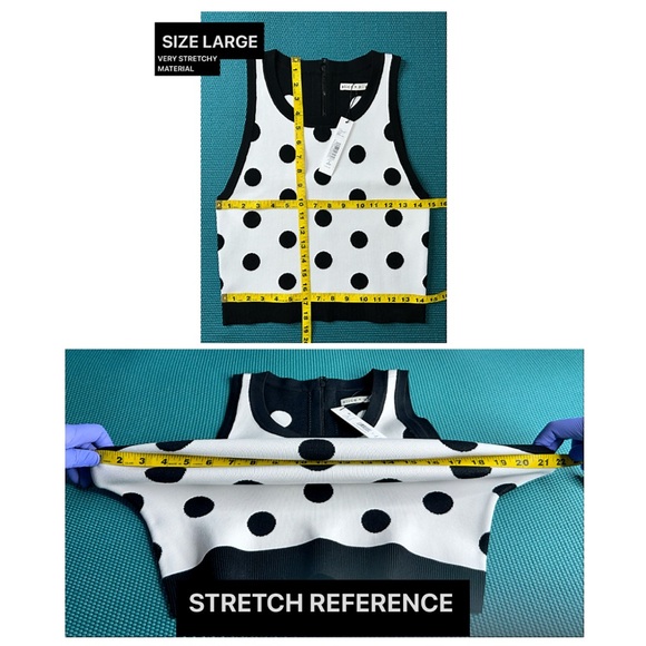 Alice + Olivia Rydel Cropped Polka Dot Black White Tank Top - Picture 15 of 17